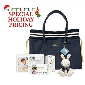 Naty Organic Nappy Bag, Diaper Bag, Blue/White - Bundle -Brand New